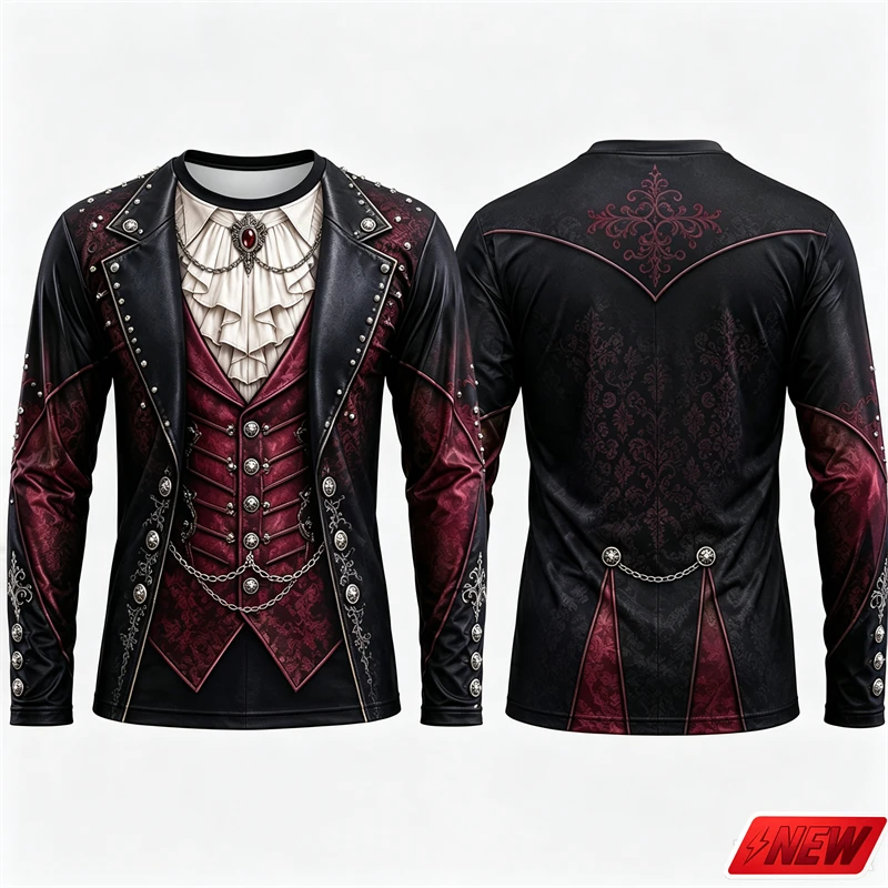 Tee Graphic Print - Gothic Vampire Costume Long Sleeve T‑Shirt