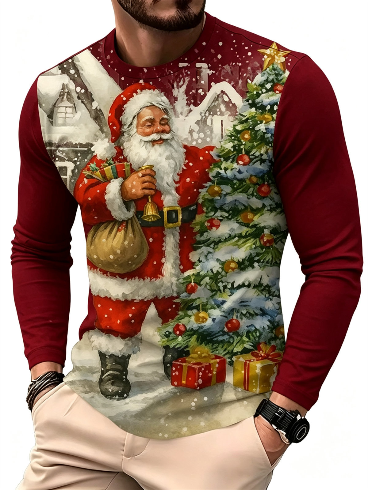 Men's Casual Fashion Long Slee - Tee Graphic Print recension och pris