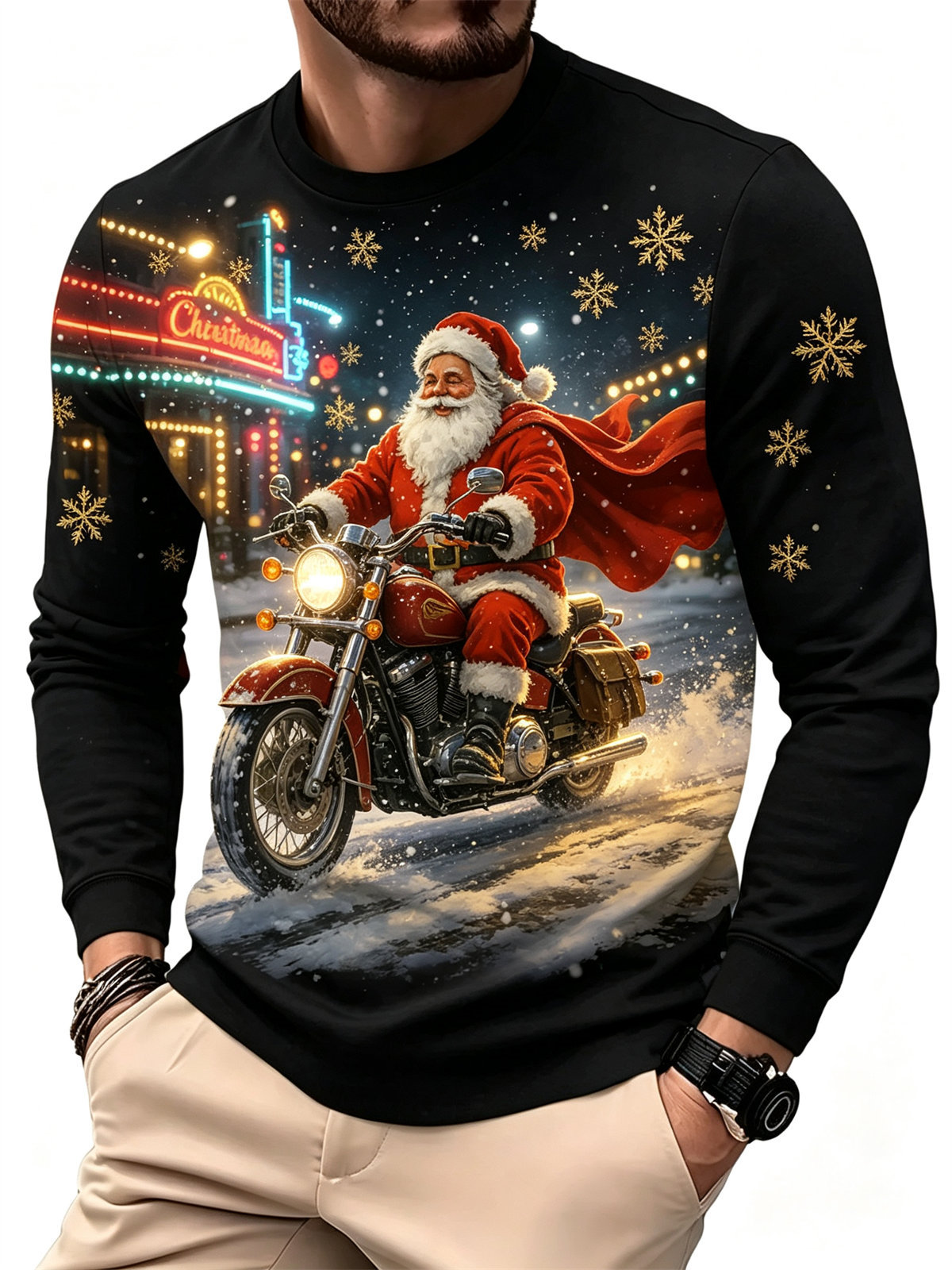 Men's Casual Fashion Long Slee - Tee Graphic Print recension och pris