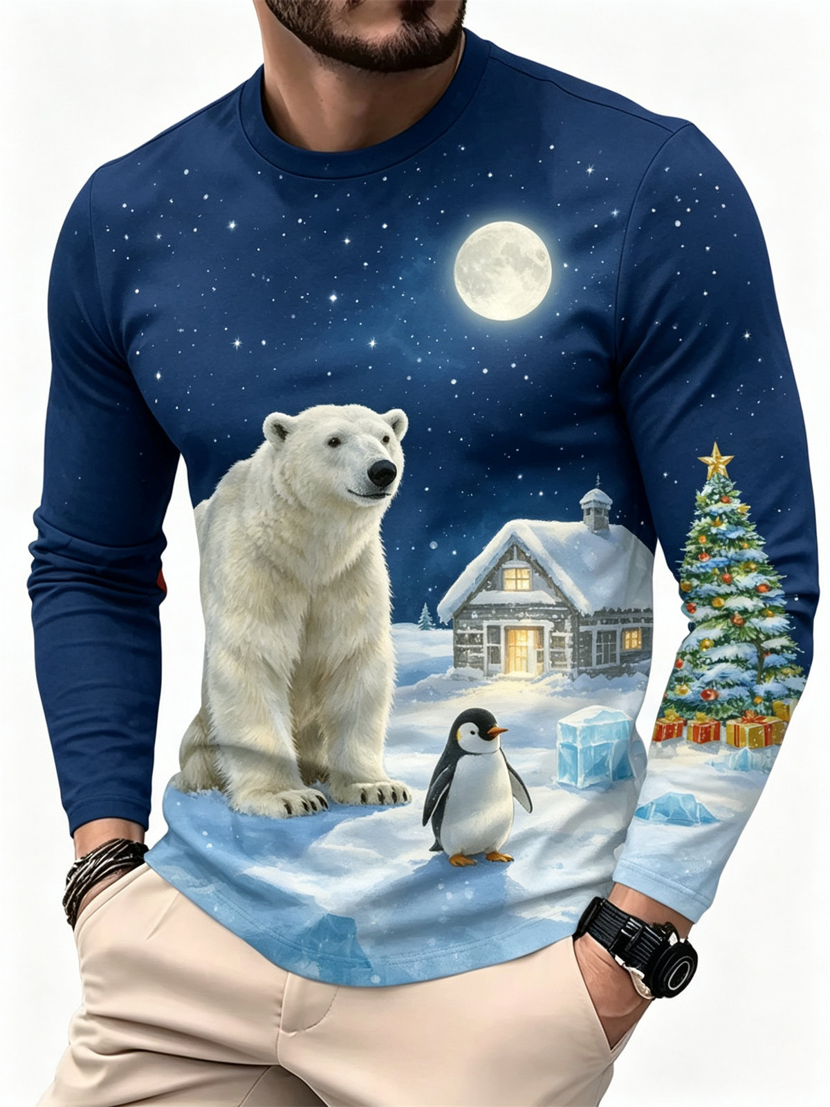 Men's Casual Fashion Long Slee - Tee Graphic Print recension och pris