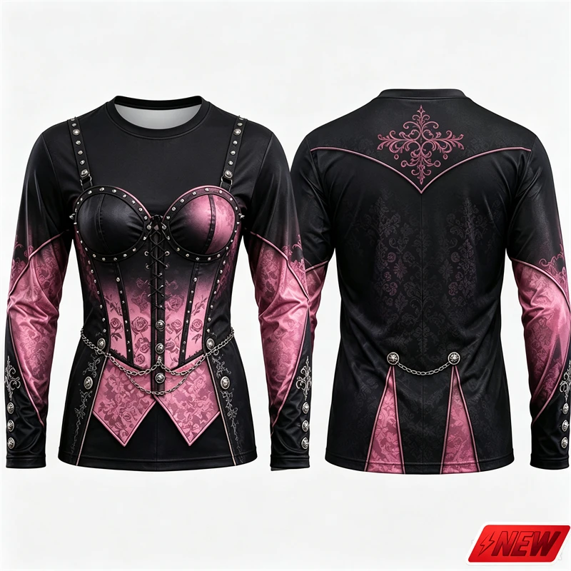 Gothic Vampire Costume Long Sl - Tee Graphic Print recension och pris