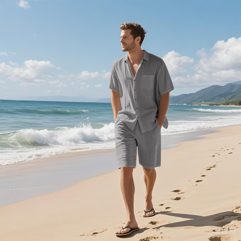 High-End Men's Summer Shorts S - Linen Shirt Breathable recension och pris