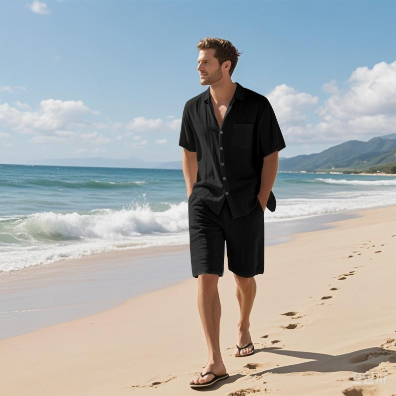 High-End Men's Summer Shorts S - Linen Shirt Breathable recension och pris
