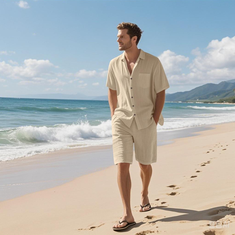 High-End Men's Summer Shorts S - Linen Shirt Breathable recension och pris