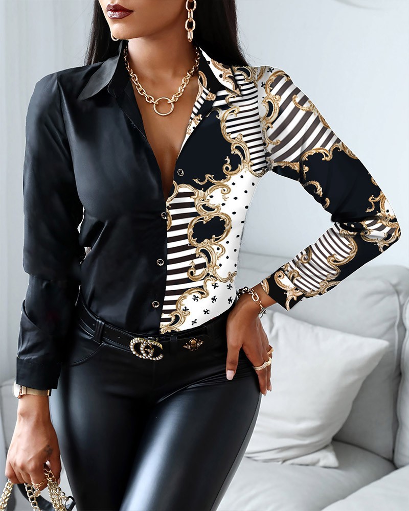 Women Fashion Wild Shirts Chai - Shirt Camp Collar recension och pris