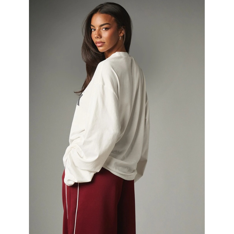 Crew Neck Long Sleeve Graphic  - Tee Graphic Print recension och pris
